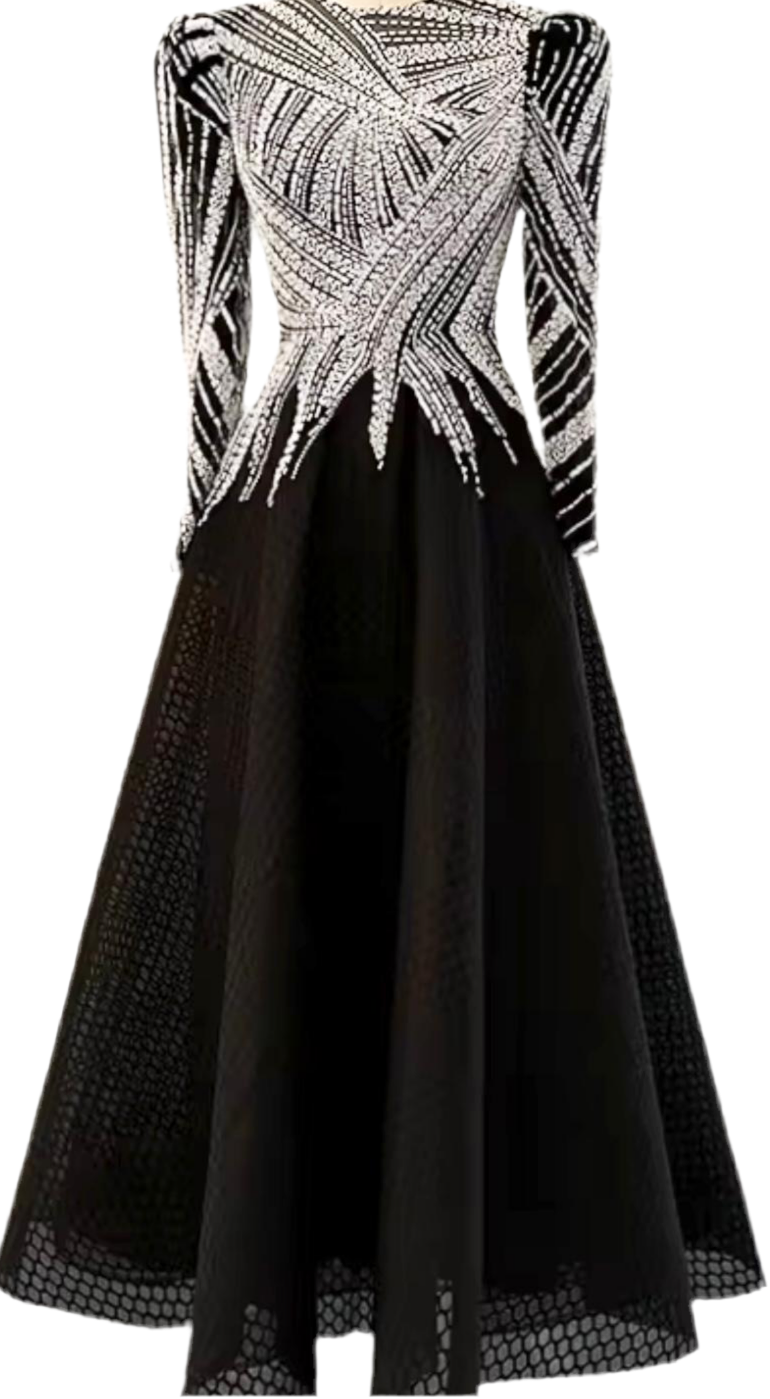 Silver Crystal Glaze Dress