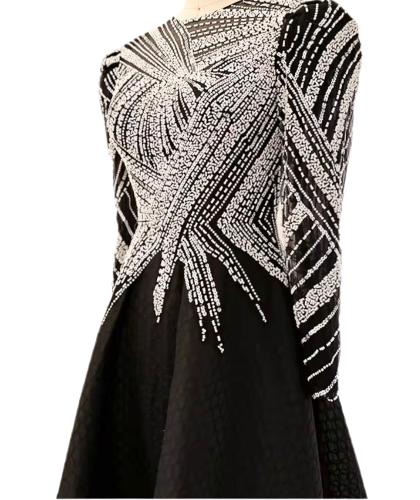 Silver Crystal Glaze Dress