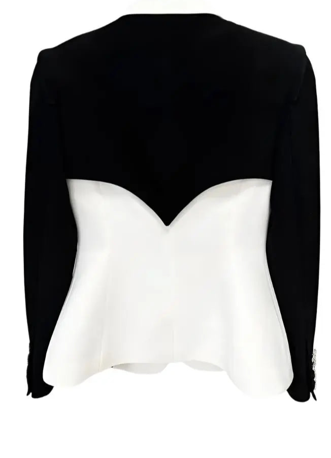 Stylish White Fitted Black Blazer