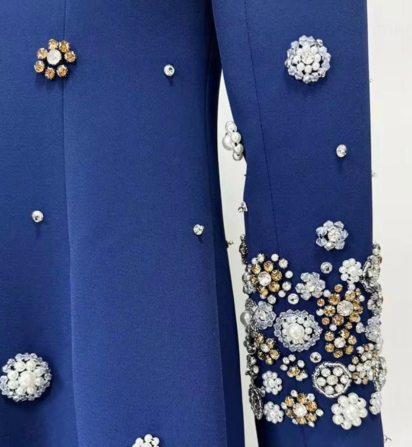 Blue Crystal Maxi Dress