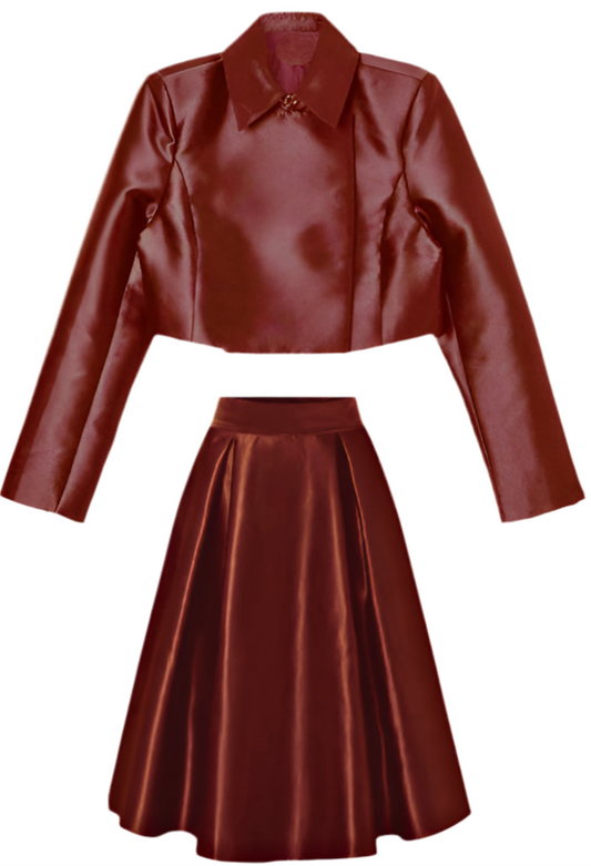 Burgundy Serene Hill Skirt Set