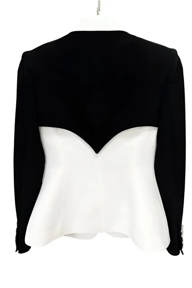 Stylish White  Fitted  Black Blazer Nora Nkosi