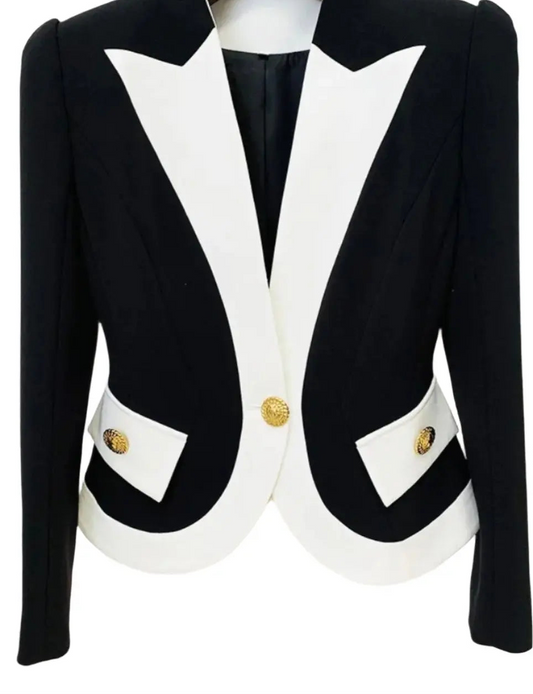 V  Black & White Blazer