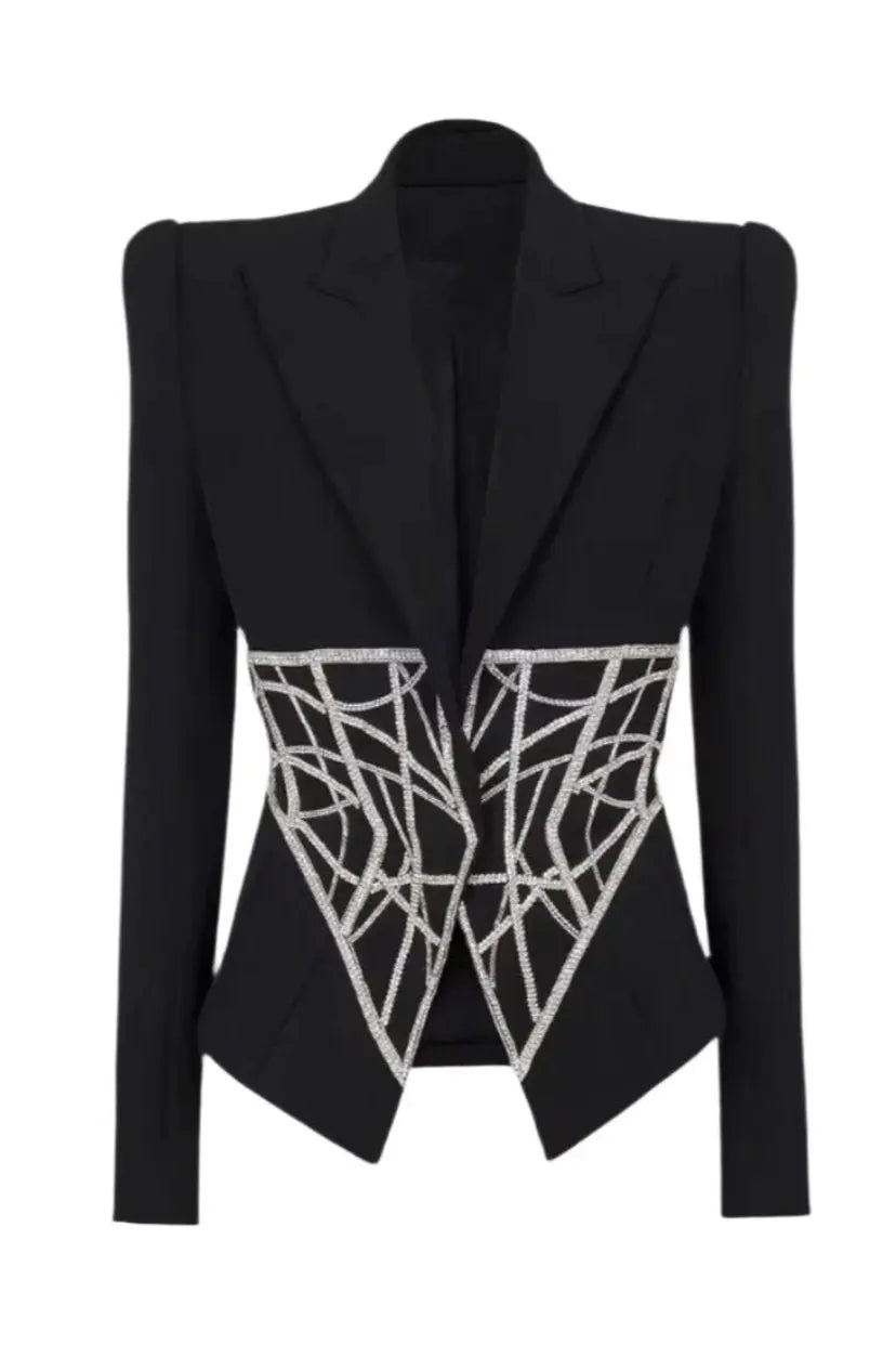 Beautiful  Radiant Silver &  Black Blazer Nora Nkosi